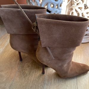 Gucci suede short boots with lace up back. Gently worn. No stains or marks.